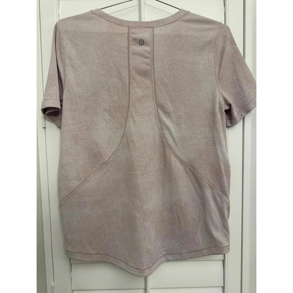 Lululemon Long Distance Short Sleeve Pink Jacquard Alpine White Mink Berry sz 6 - Picture 5 of 6